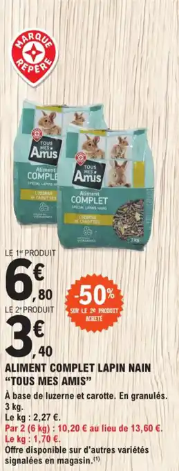 E.Leclerc Jardi ALIMENT COMPLET LAPIN NAIN "TOUS MES AMIS" offre