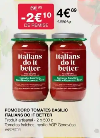 Costco POMODORO TOMATES BASILIC ITALIANS DO IT BETTER offre