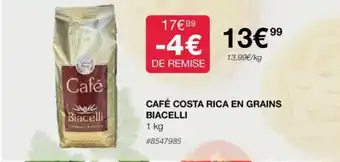 Costco CAFÉ COSTA RICA EN GRAINS BIACELLI offre