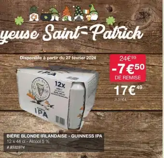 Costco BIÈRE BLONDE IRLANDAISE - GUINNESS IPA offre
