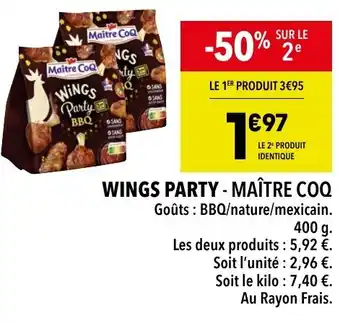 Supeco WINGS PARTY - MAÎTRE COQ offre
