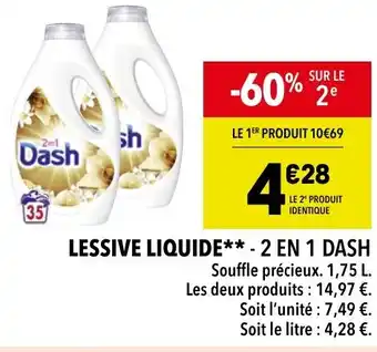 Supeco LESSIVE LIQUIDE** - 2 EN 1 DASH offre