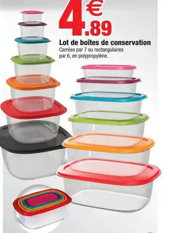 Bazarland Lot de boîtes de conservation Carrées par 7 ou rectangulaires offre