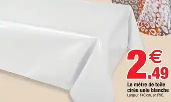 Bazarland Le mètre de toile cirée unie blanche Largeur 140 cm, en PVC. offre
