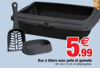 Bazarland Bac à litière avec pelle et gamelle offre