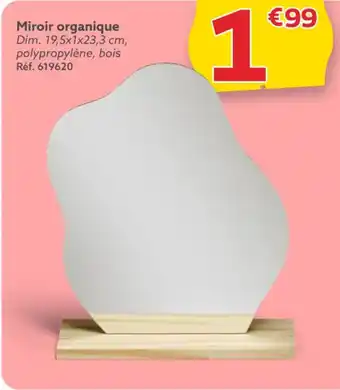 Gifi Miroir organique Dim. 19,5x1x23,3 cm, polypropylène, bois Réf. 619620 offre
