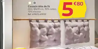 Gifi Coussin tête de lit Dim. 50x70 cm, 90% coton, offre