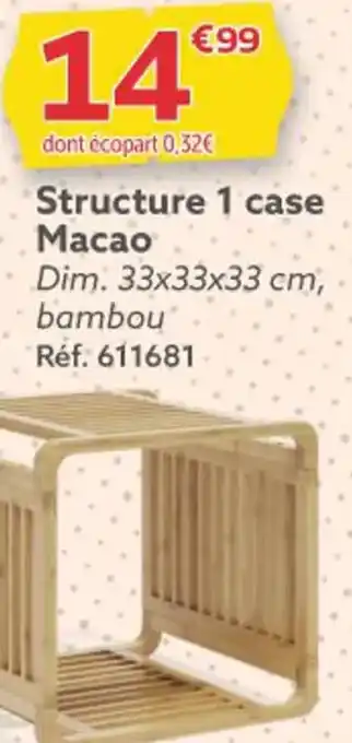 Gifi Structure 1 case Macao Dim. 33x33x33 cm, bambou Réf. 611681 offre