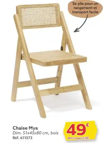 Gifi Chaise Mya Dim. 51x45x80 cm, bois Réf. 611573 offre