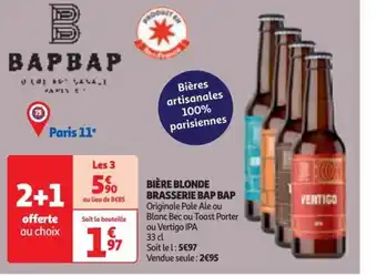 Auchan Supermarché BIÈRE BLONDE BRASSERIE BAP BAP offre