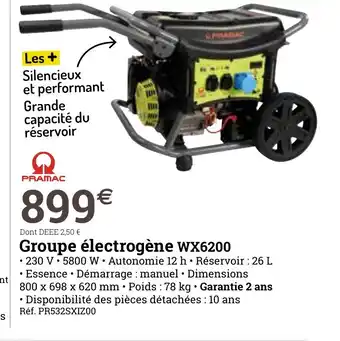 Espace emeraude Groupe électrogène Wx6200 offre