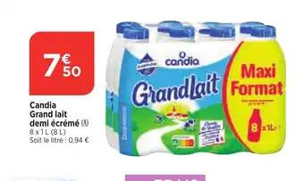 Maximarché Candia Grand lait demi écréme offre