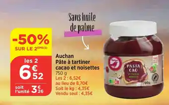 Maximarché Auchan Pâte à tartiner cacao et noisettes offre
