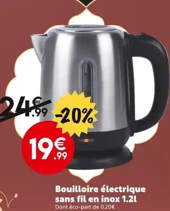 Maxi Bazar LIVOO Bouilloire électrique sans fil en inox 1.2l offre