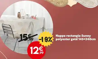 Maxi Bazar Nappe rectangle Sunny polyester gold 145x240cm offre