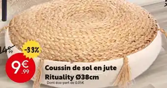 Maxi Bazar Coussin de sol en jute Rituality Ø38cm offre