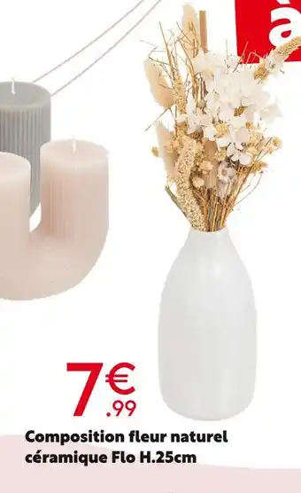 Maxi Bazar Composition fleur naturel céramique Flo H.25cm offre