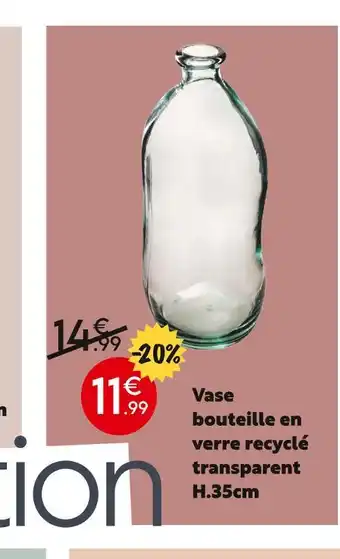 Maxi Bazar Vase bouteille en verre recyclé transparent offre