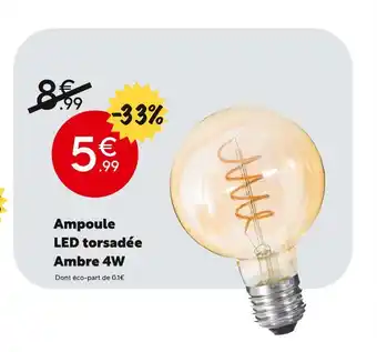 Maxi Bazar Ampoule LED torsadée Ambre 4W offre