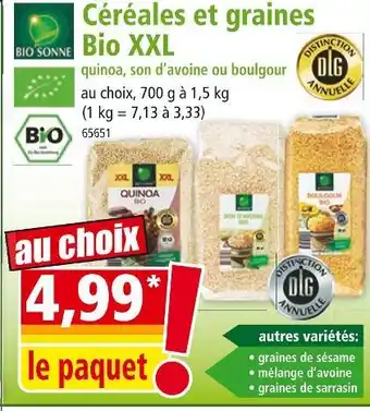 Norma BIO SONNE Céréales et graines Bio XXL offre