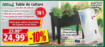 Norma Power Garden Table de culture offre