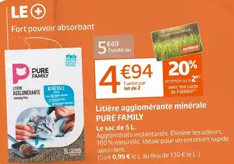Jardiland PURE FAMILY Litière agglomérante minérale offre