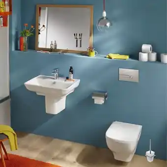 Bricomarché Pack WC suspendu sans bride JACOB DELAFON Struktura + Bati-support GROHE + plaque Start blanc + porte-rouleau carré offre