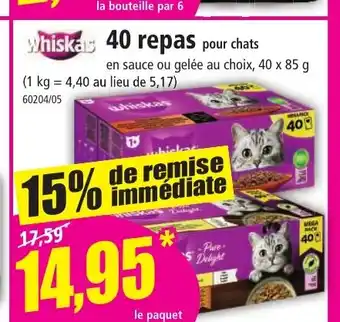 Norma Whiskas 40 repas pour chats offre