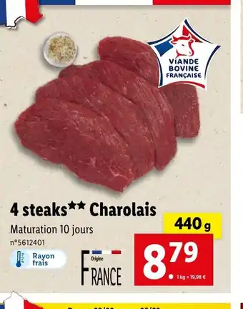 Lidl 4 steaks Charolais offre