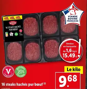 Lidl 16 steaks hachés pur bœuf offre