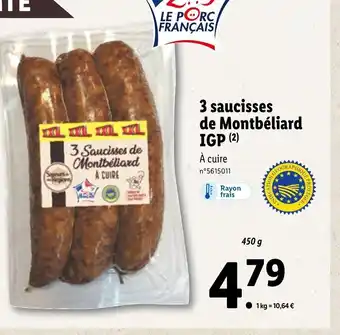 Lidl 3 saucisses de Montbéliard IGP (2) offre