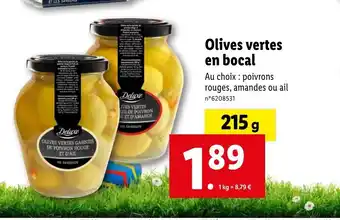 Lidl Olives vertes en bocal offre