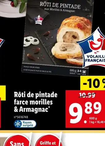 Lidl Rôti de pintade farce morilles & Armagnac offre