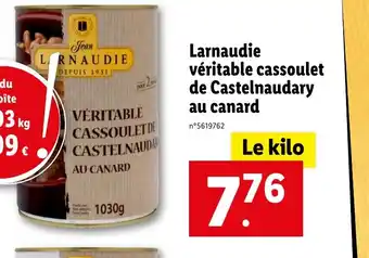 Lidl Larnaudie véritable cassoulet de Castelnaudary au canard offre