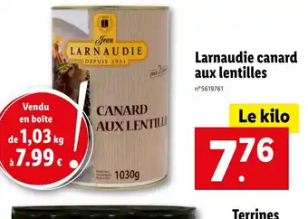 Lidl Larnaudie canard aux lentilles offre