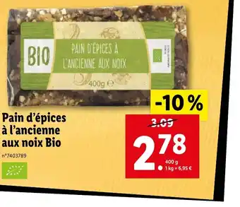 Lidl Pain d'épices à l'ancienne aux noix Bio offre