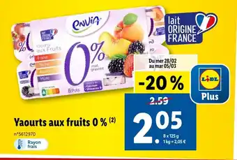 Lidl Yaourts aux fruits 0 % offre