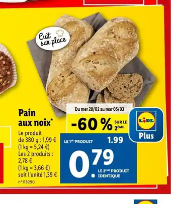 Lidl Pain aux noix offre