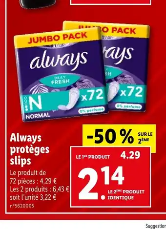Lidl Always protèges slips offre