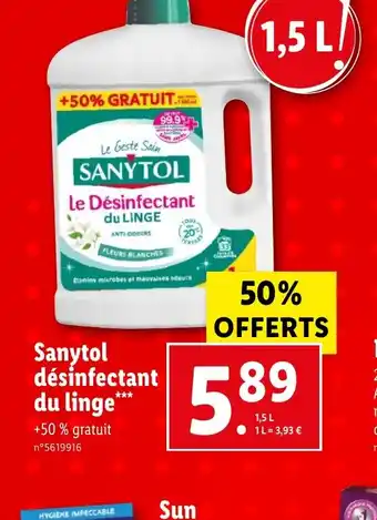 Lidl Sanytol désinfectant du linge offre