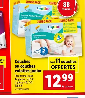 Lidl Couches ou couches culottes junior offre