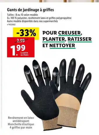 Lidl Gants de jardinage à griffes offre