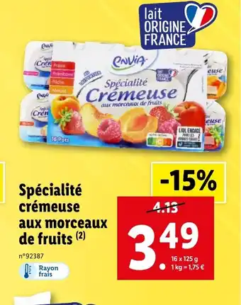 Lidl Spécialité Crémeuse aux morceaux de fruits offre