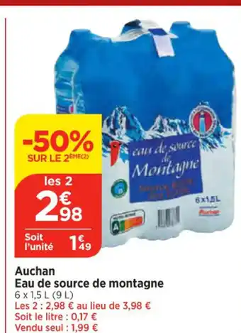 Maximarché Auchan Eau de source de montagne offre