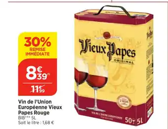 Maximarché Vin de l'Union Européenne Vieux Papes Rouge offre