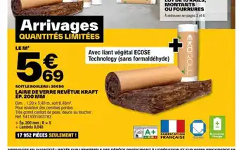 Brico Dépôt Laine de verre revetue kraft offre