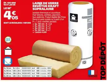 Brico Dépôt LAINE DE VERRE REVÊTUE KRAFT SUPRALAINE offre