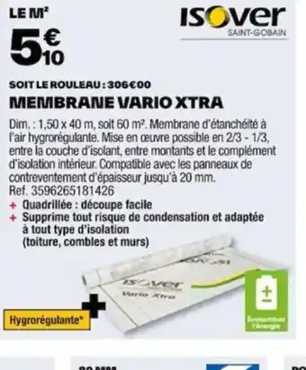 Brico Dépôt MEMBRANE VARIO XTRA offre