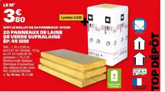 Brico Dépôt 20 Panneaux de laine de verre supralaine offre