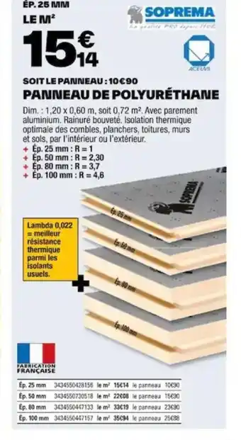 PANNEAU DE POLYURÉTHANE